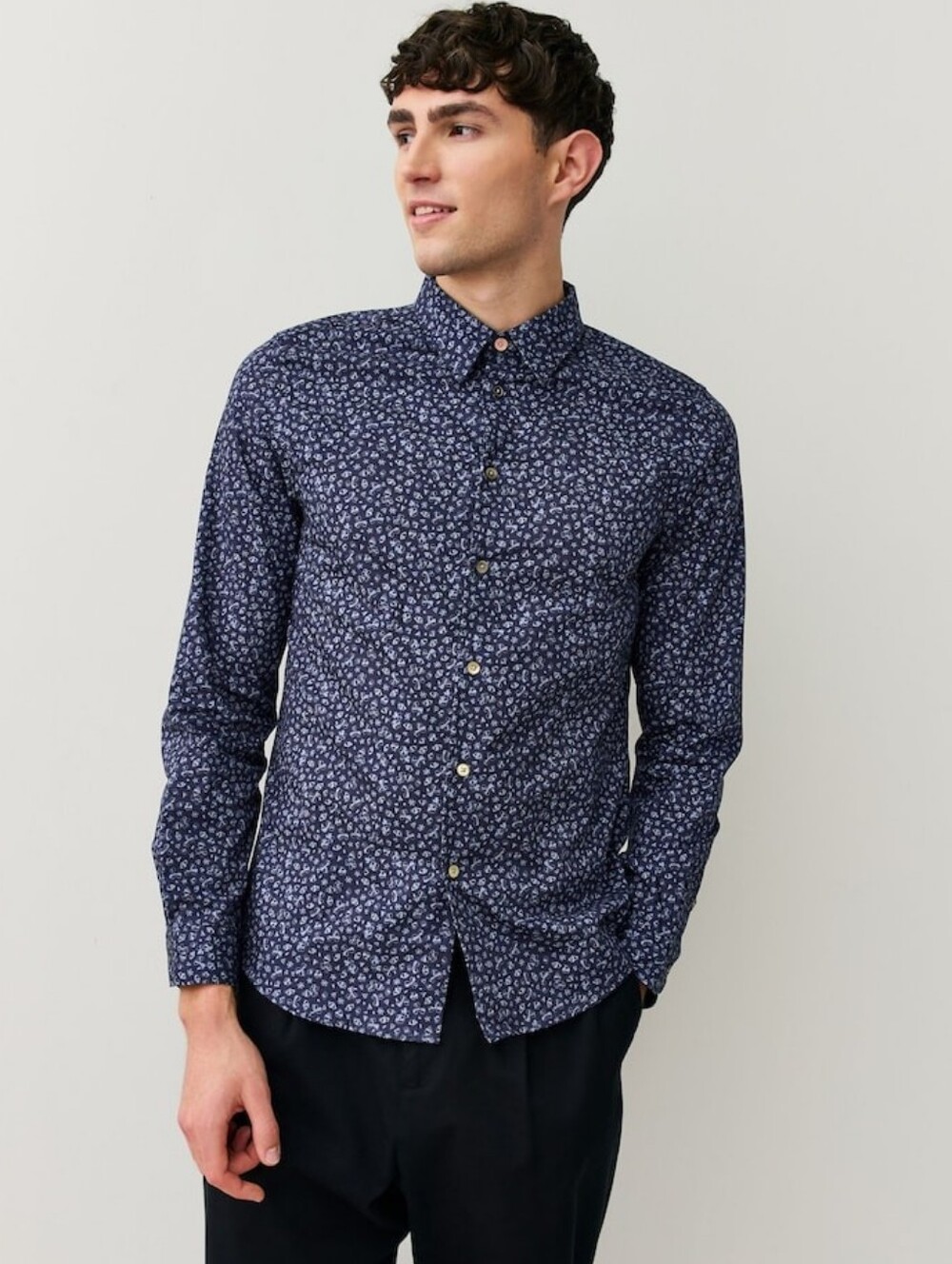 Paul Smith Blue Tailored-Fit Printed Shirt